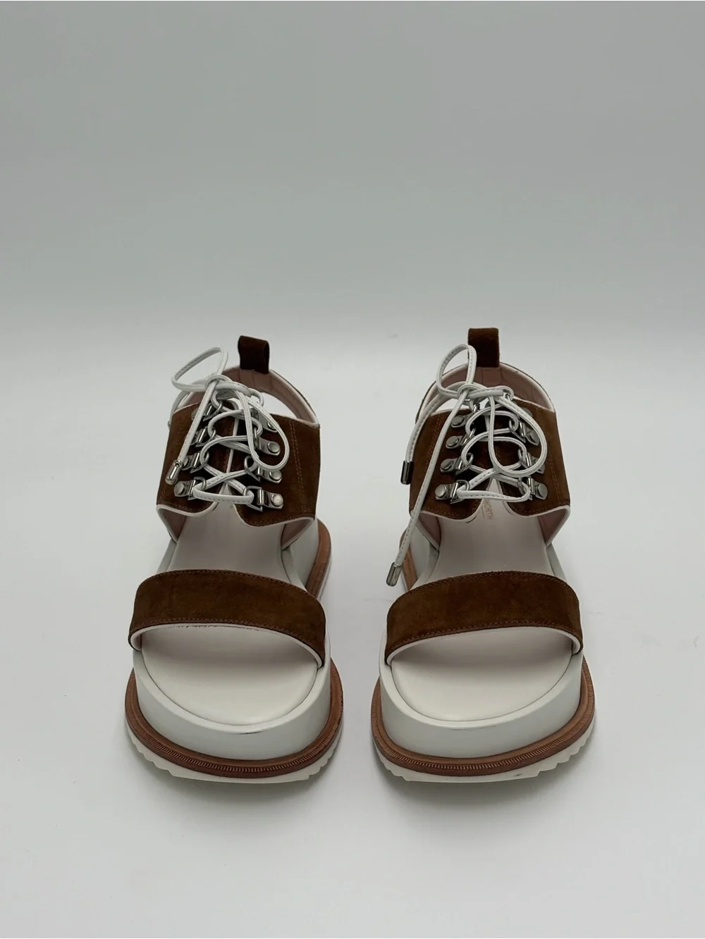 Kate Bosworth Matisse Brown and White Lace-Up Platform Sandals